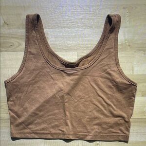 Free People Brown Scoop-Neck Crop Tank